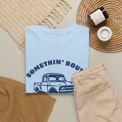 Somethin' Bout a Truck - Navy Pickup // Unisex Heavy Cotton Tee - Perfect for Truck Lovers