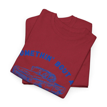Somethin' Bout A Truck - Cobalt Distressed // Vintage Truck Graphic Unisex Heavy Cotton Tee - Perfect for Truck Lovers