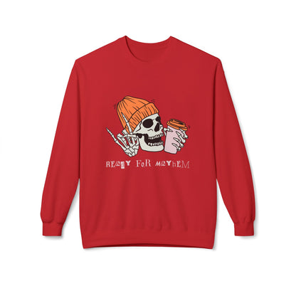 'Ready for Mayhem' Skull Coffee Tee — Casual Graphic Crewneck Swaetshirt