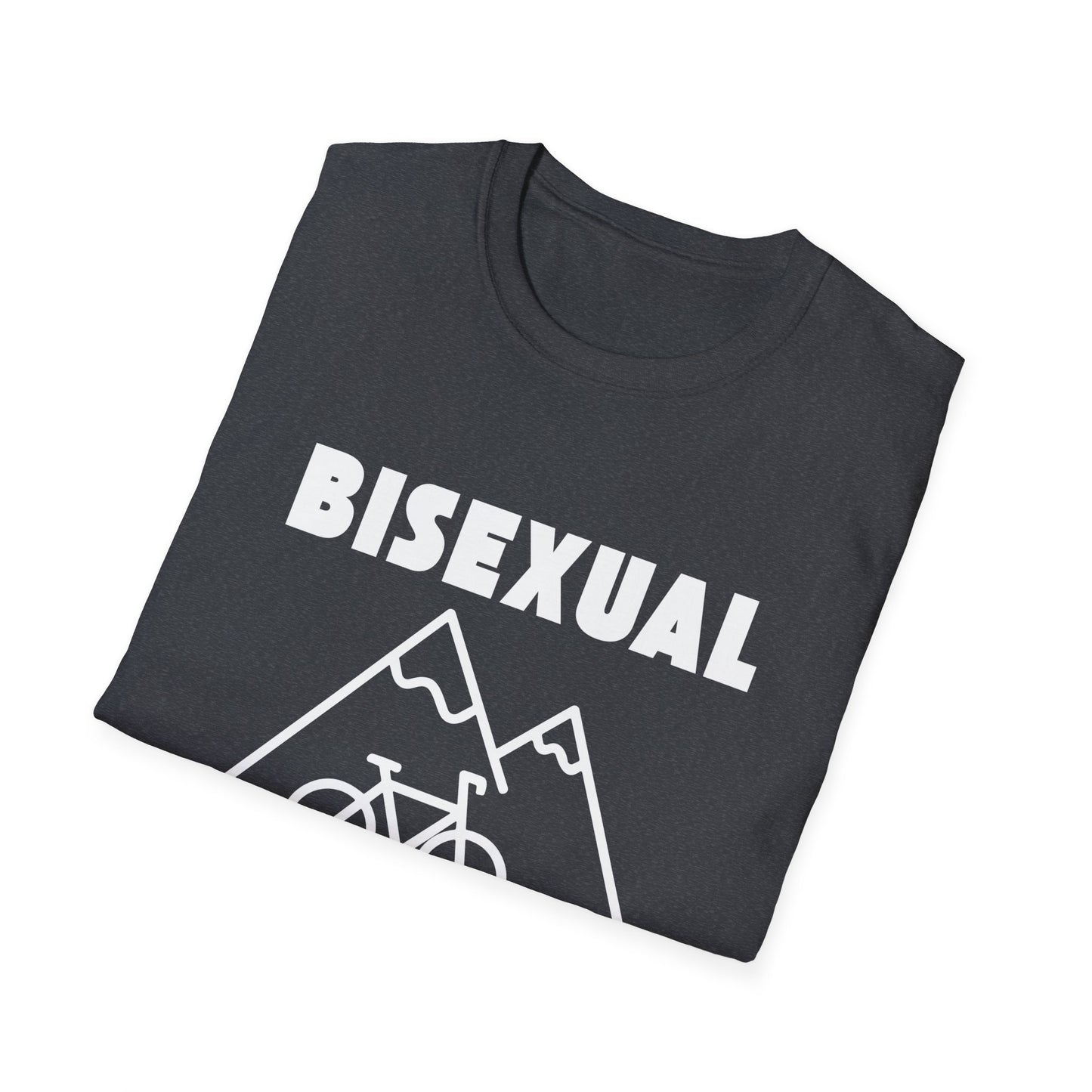 Bisexual (Mountain) Bicyclist  // Unisex Softstyle T-Shirt