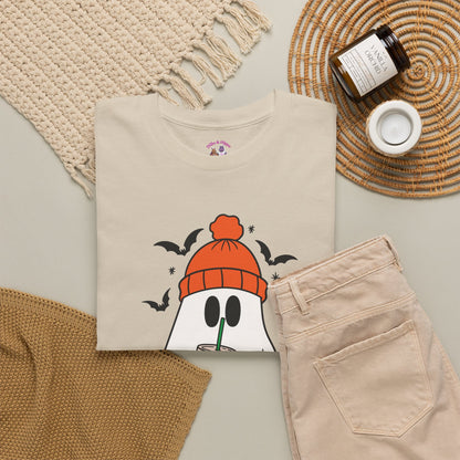 Ghostly Chill Unisex Heavy Cotton Tee, Halloween Shirt, Casual Wear, Fall Fashion, Cute Ghost Tee, Spooky Vibes