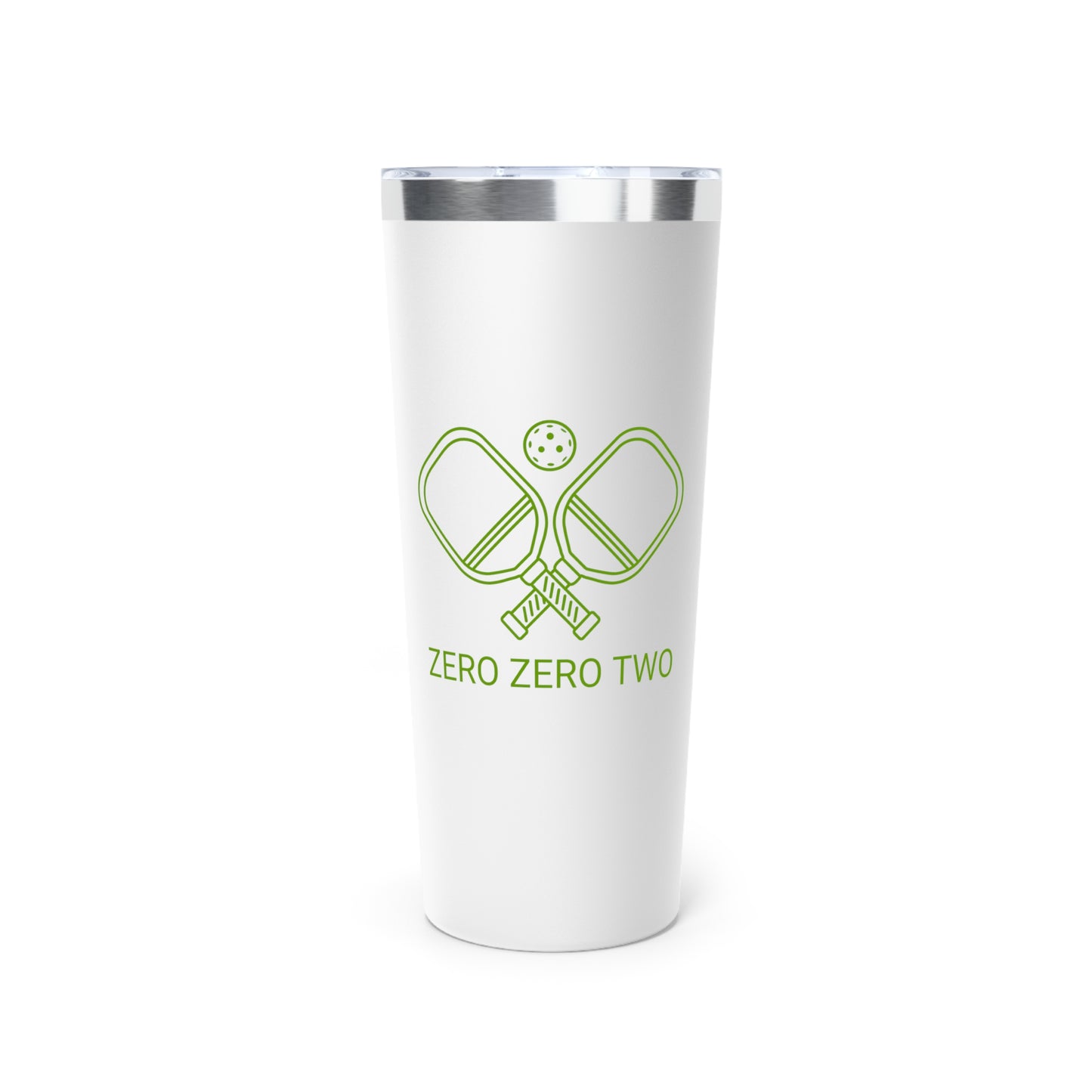 Zero Zero Two Pickleball // Copper Vacuum Insulated Tumbler, 22oz - Blue Text