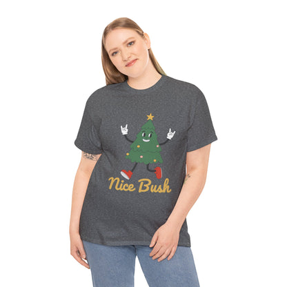 Funny Christmas Tree Tee - 'Nice Bush' Unisex Heavy Cotton T-Shirt