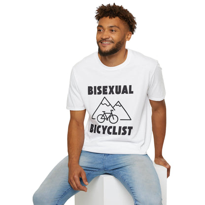Bisexual (Mountain) Bicyclist  // Unisex Softstyle T-Shirt