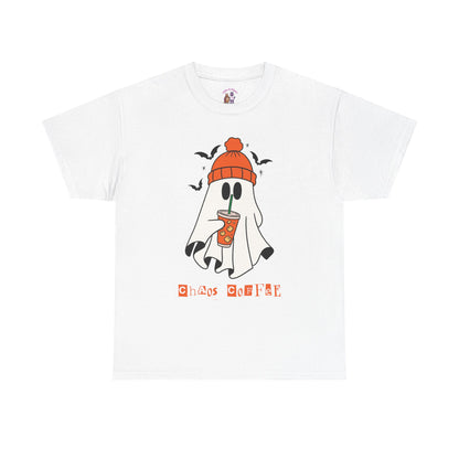 Ghostly Chill Unisex Heavy Cotton Tee, Halloween Shirt, Casual Wear, Fall Fashion, Cute Ghost Tee, Spooky Vibes