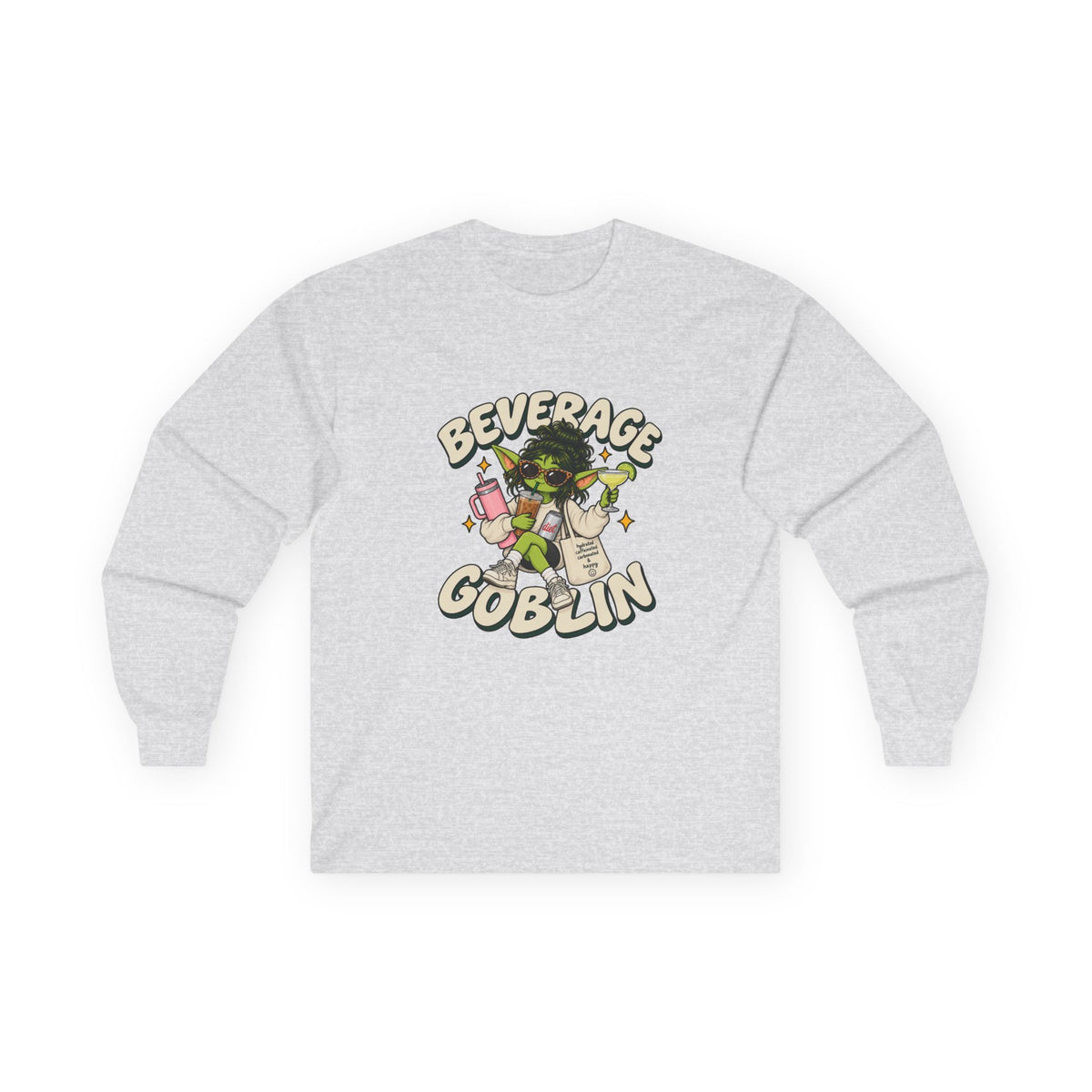 Beverage Goblin Long Sleeve T-Shirt — Cute Retro Drink Lover Tee