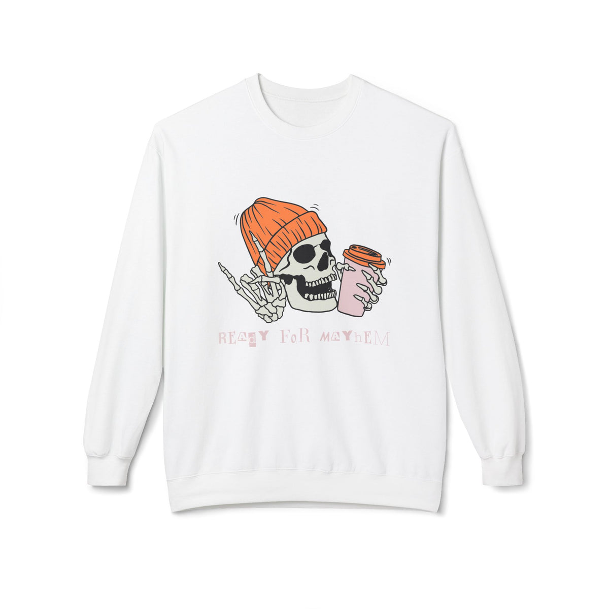 'Ready for Mayhem' Skull Coffee Tee — Casual Graphic Crewneck Swaetshirt