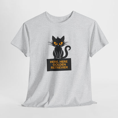 Black Cat with Sign //  Unisex Heavy Cotton Tee