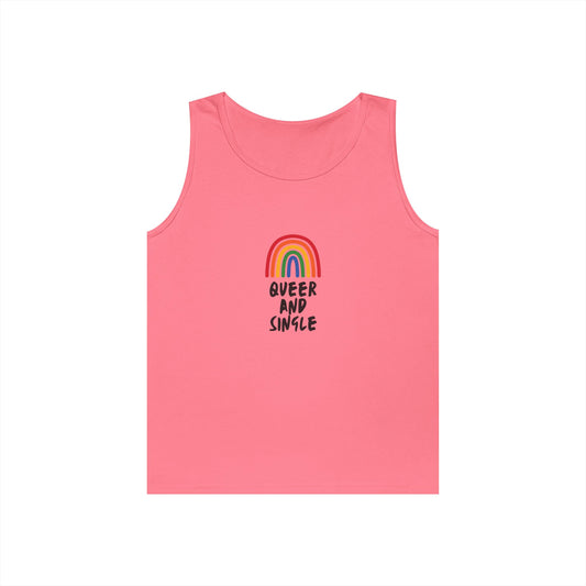 Queer and Single Rainbow // Unisex Heavy Cotton Tank Top
