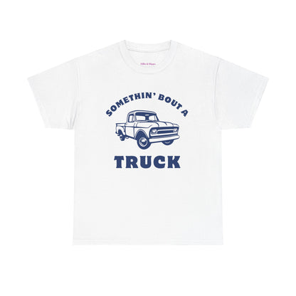 Somethin' Bout a Truck - Navy Pickup // Unisex Heavy Cotton Tee - Perfect for Truck Lovers
