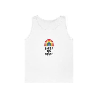 Queer and Single Rainbow // Unisex Heavy Cotton Tank Top