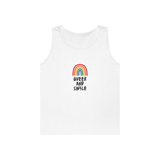 Queer and Single Rainbow // Unisex Heavy Cotton Tank Top