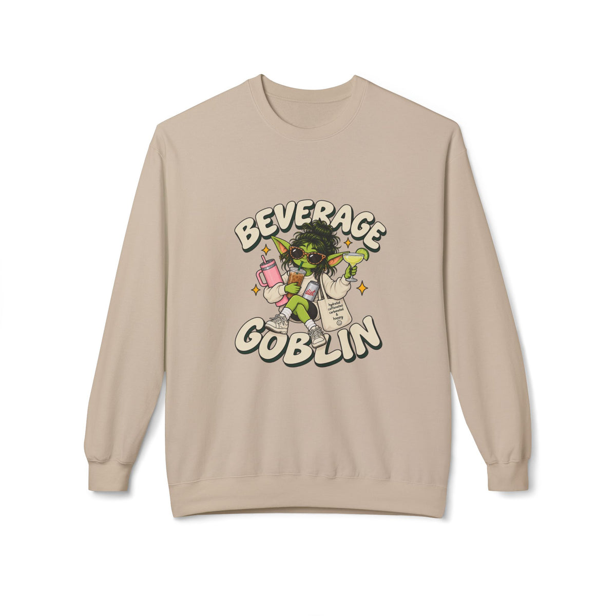 Beverage Goblin T-Shirt — Cute Retro Drink Lover Crew Neck Sweatshirt