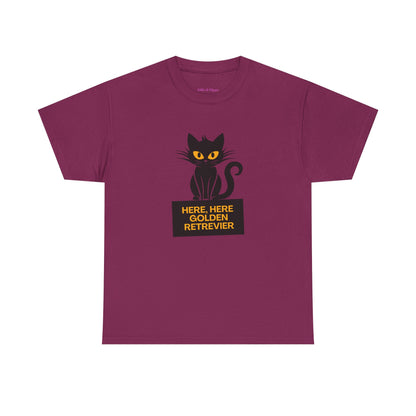 Black Cat with Sign //  Unisex Heavy Cotton Tee