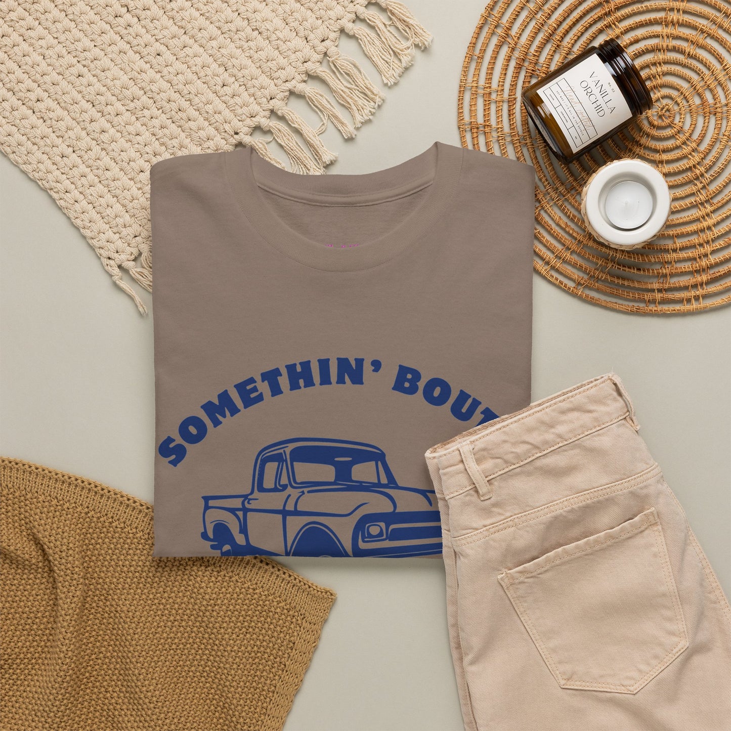 Somethin' Bout a Truck - Navy Pickup // Unisex Heavy Cotton Tee - Perfect for Truck Lovers