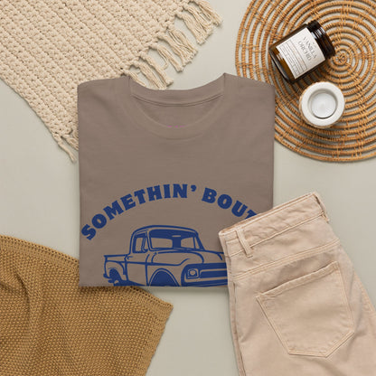 Somethin' Bout a Truck - Navy Pickup // Unisex Heavy Cotton Tee - Perfect for Truck Lovers