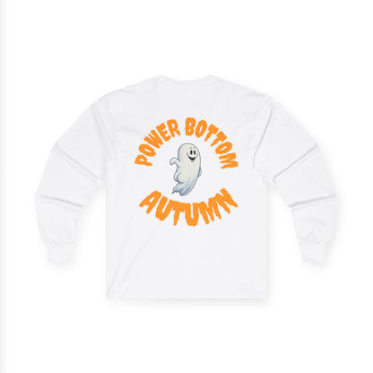 Power Bottom Autumn - White Ghost // Unisex Ghostly Vibes Long Sleeve Tee
