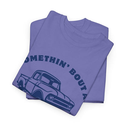Somethin' Bout a Truck - Navy Pickup // Unisex Heavy Cotton Tee - Perfect for Truck Lovers