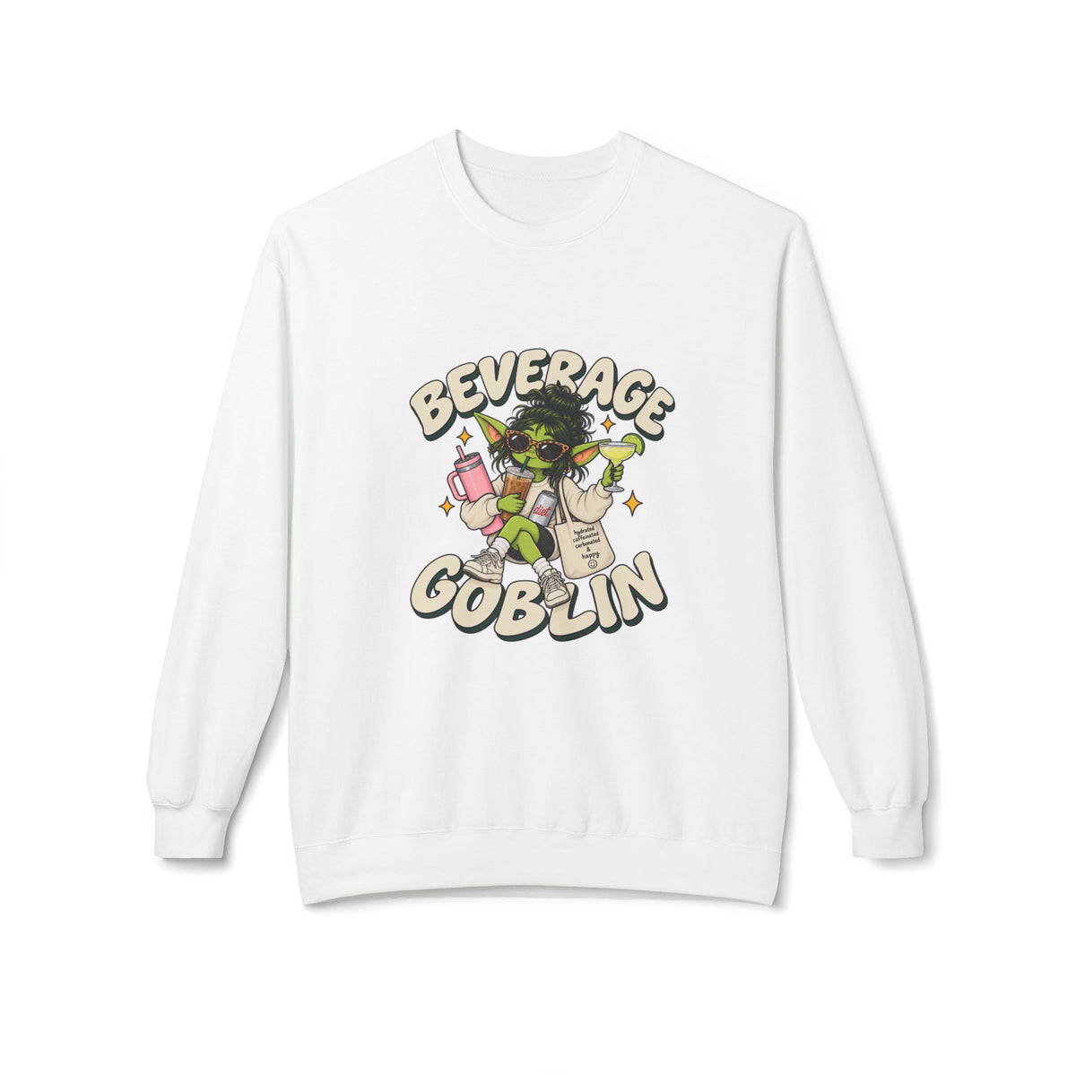 Beverage Goblin T-Shirt — Cute Retro Drink Lover Crew Neck Sweatshirt