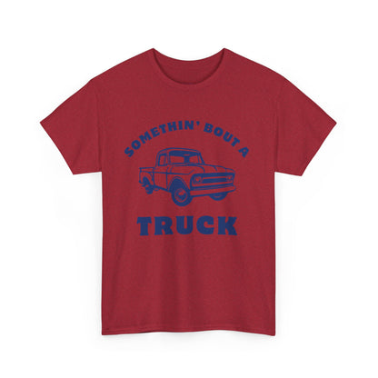 Somethin' Bout a Truck - Navy Pickup // Unisex Heavy Cotton Tee - Perfect for Truck Lovers