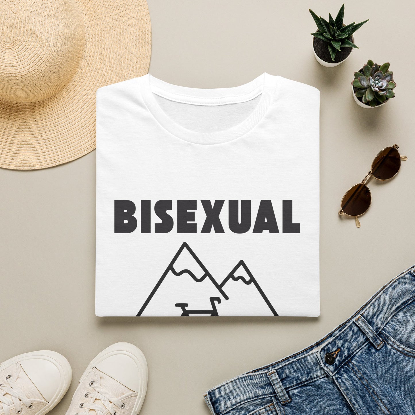 Bisexual (Mountain) Bicyclist  // Unisex Softstyle T-Shirt