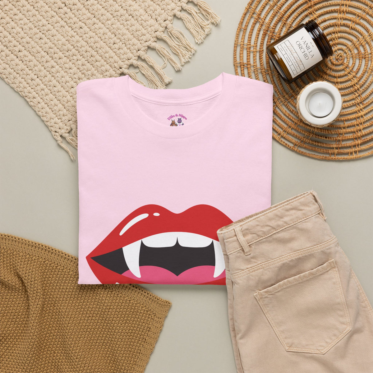 Vampire Lips Tee: Unisex Heavy Cotton Tee for Halloween, Party, Gift, Funny T-Shirt, Casual Wear, Trendy Fashion