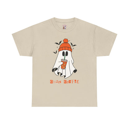 Ghostly Chill Unisex Heavy Cotton Tee, Halloween Shirt, Casual Wear, Fall Fashion, Cute Ghost Tee, Spooky Vibes