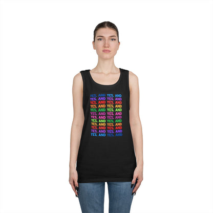 Improv, "Yes, And" // Positive Vibes Unisex Cotton Tank Top - Colorful 'YES' Design