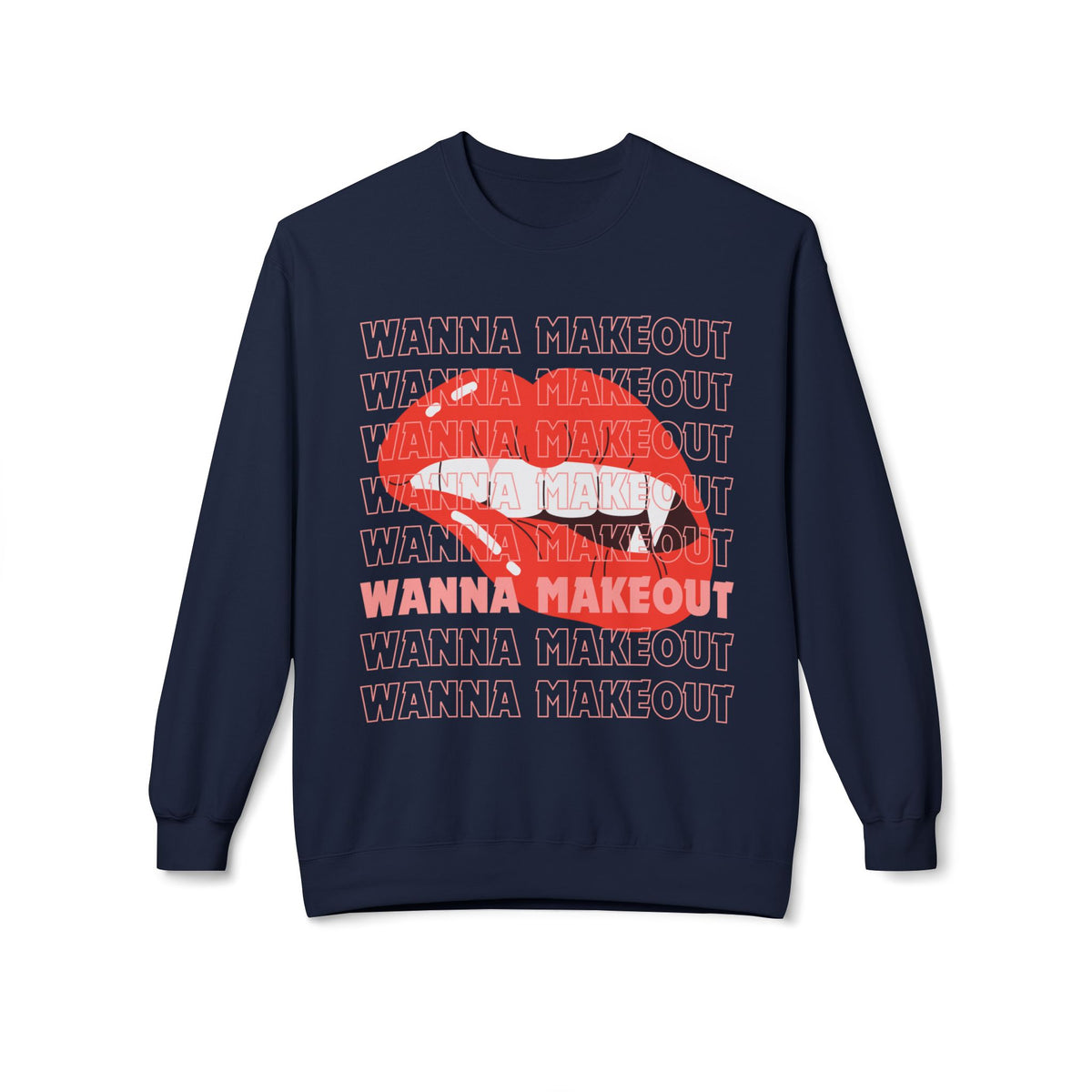'Wanna Makeout' Graphic Crewneck  Sweatshirt - Trendy Casual Wear, Perfect for Parties, Fun Couples