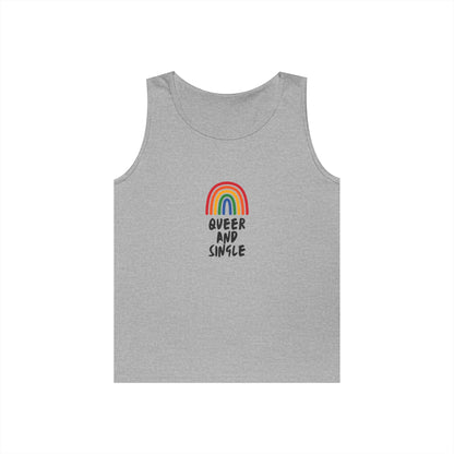 Queer and Single Rainbow // Unisex Heavy Cotton Tank Top