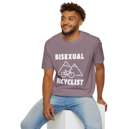 Bisexual (Mountain) Bicyclist  // Unisex Softstyle T-Shirt