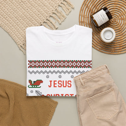 Funny Christmas Tee: "Jesus Christ Already Chill" Unisex Heavy Cotton Shirt