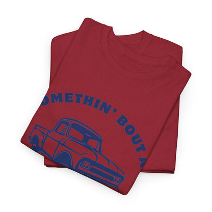 Somethin' Bout a Truck - Navy Pickup // Unisex Heavy Cotton Tee - Perfect for Truck Lovers