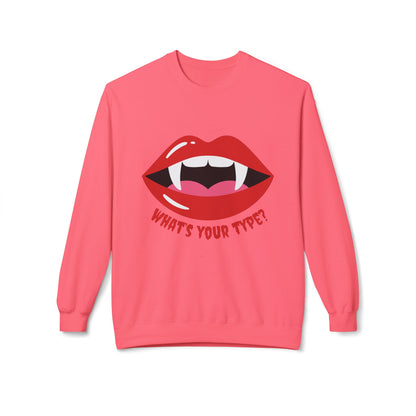 Vampire Lips Crewneck: Unisex Heavy Cotton Sweatshirt for Halloween, Party, Gift, Funny T-Shirt, Casual Wear, Trendy Fashion