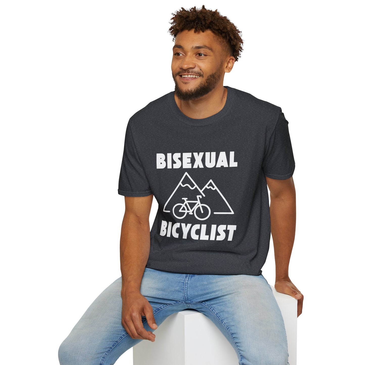 Bisexual (Mountain) Bicyclist  // Unisex Softstyle T-Shirt