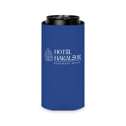 Custom - Personalized Hotel Haralson Can Cooler // Blue w/ White - Ideal for Beach Parties & Celebrations