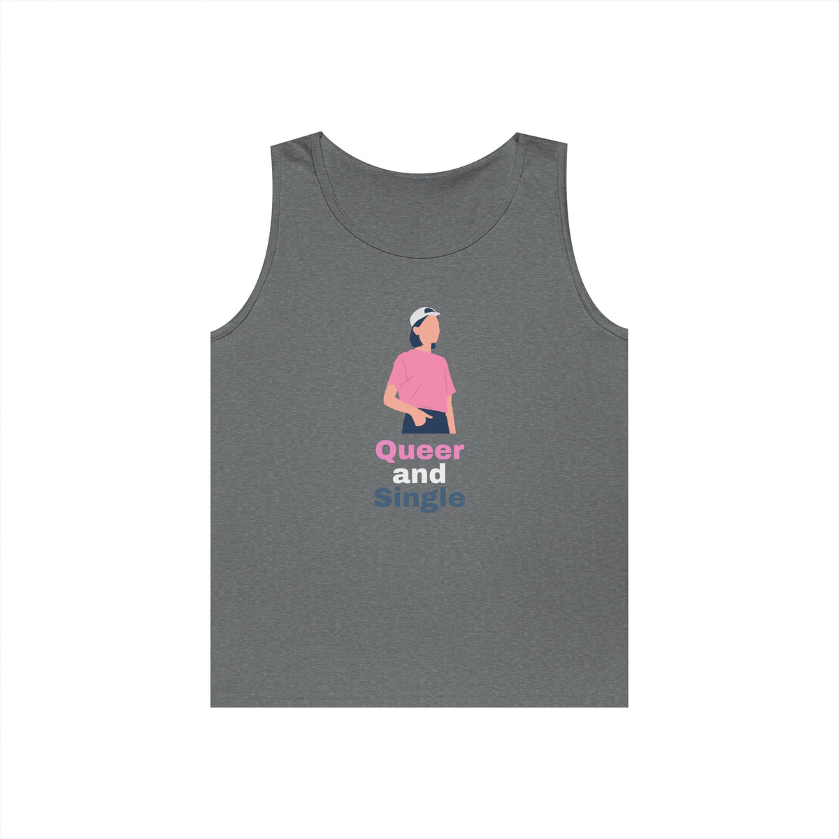 Queer and Single // Unisex Heavy Cotton Tank Top