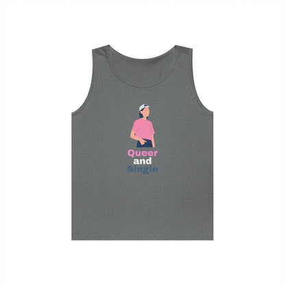 Queer and Single // Unisex Heavy Cotton Tank Top