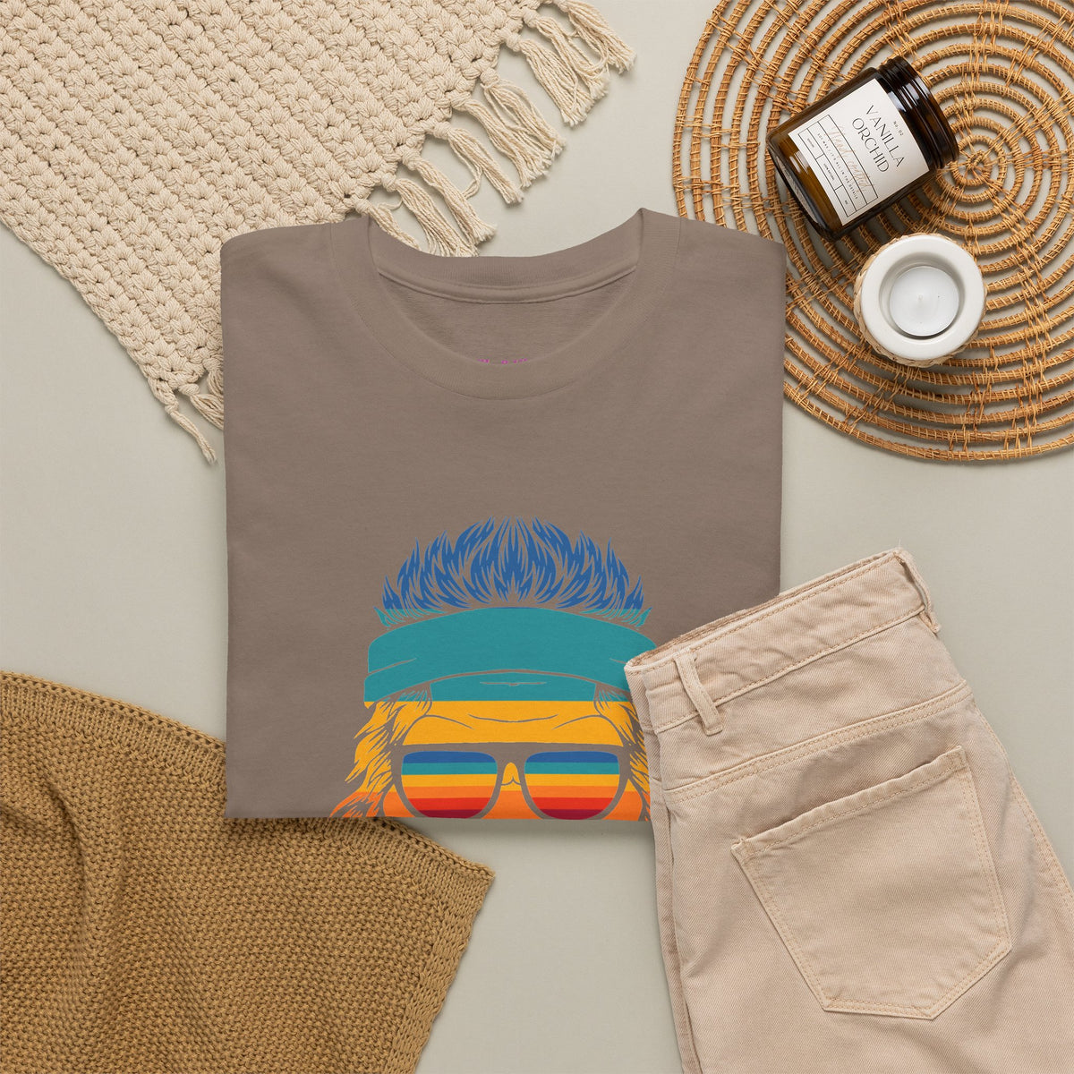 Bigfoot Mood // Retro Mood Unisex Heavy Cotton Tee - Colorful Graphic T-Shirt