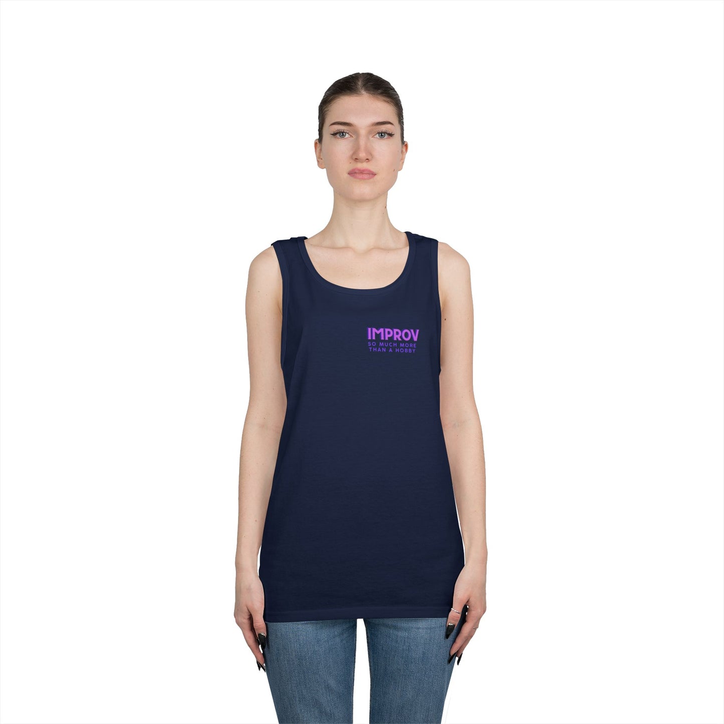 Improv, "Yes, And" Double-sided // Vibes Unisex Heavy Cotton Tank Top