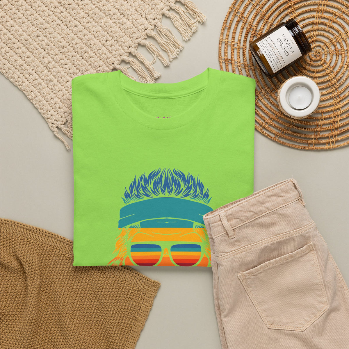 Bigfoot Mood // Retro Mood Unisex Heavy Cotton Tee - Colorful Graphic T-Shirt