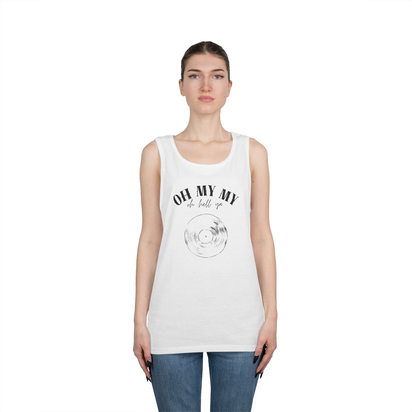 Oh My My Cool Vinyl Record // Unisex Heavy Cotton Tank Top - Graphic Tee