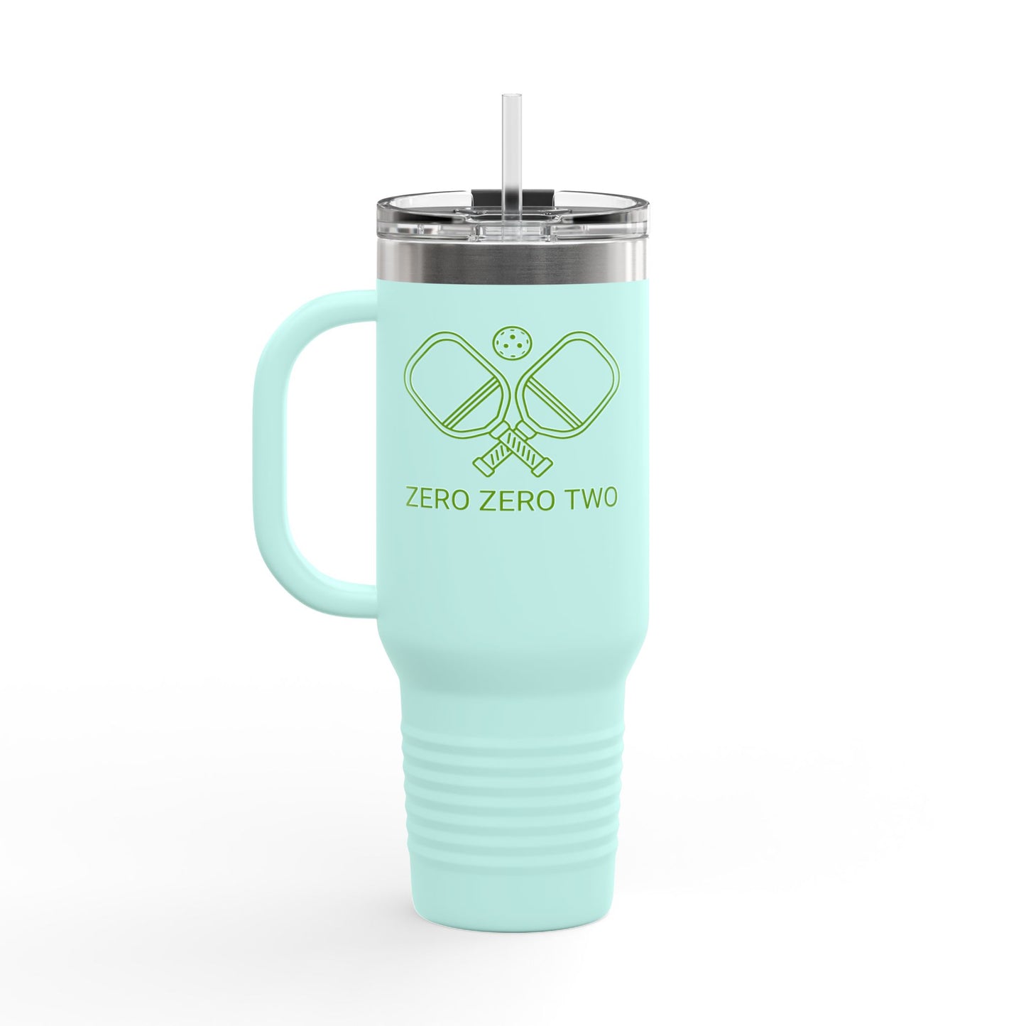 Zero Zero Two // Insulated Travel Mug, 40oz - Blue Text