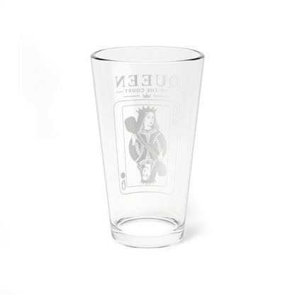 Pickleball - Queen of the Court - Vintage Playing Card  - 16oz Mixing Glass – Cocktail Shaker Glass or Beer Pint Glass
