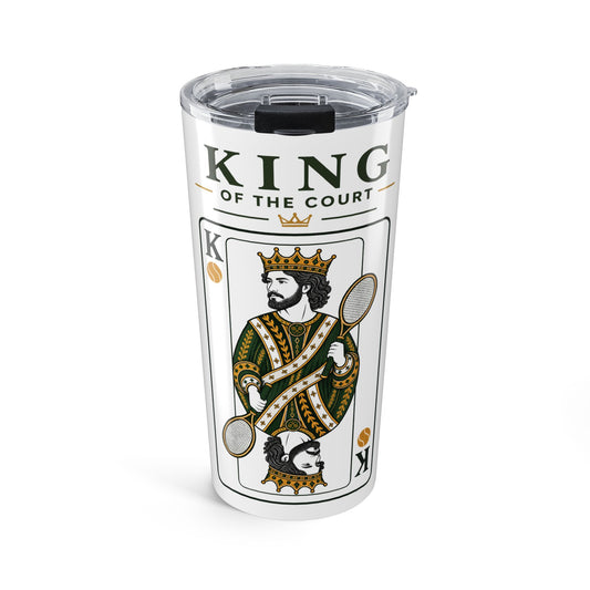 Tennis - King of the Court - Vintage Playing Card - Tumbler - 20oz Insulated Travel Cup