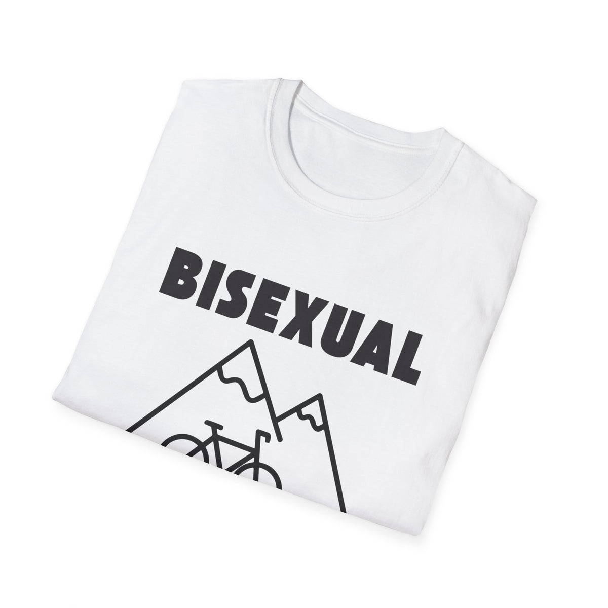 Bisexual (Mountain) Bicyclist  // Unisex Softstyle T-Shirt