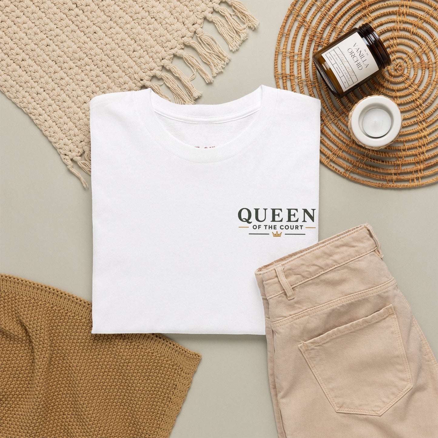 Pickleball - Queen of the Court - Sleeve Design - Vintage Playing Card Graphic T-Shirt