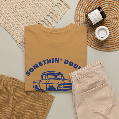 Somethin' Bout a Truck - Navy Pickup // Unisex Heavy Cotton Tee - Perfect for Truck Lovers