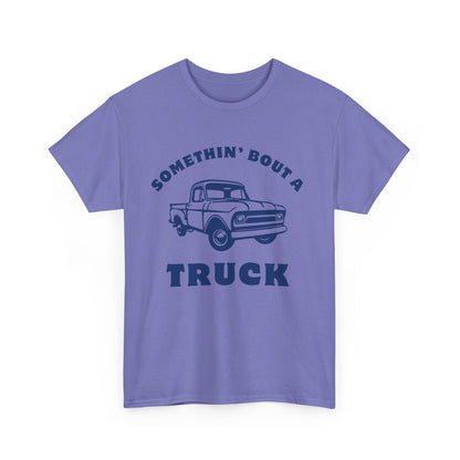 Somethin' Bout a Truck - Navy Pickup // Unisex Heavy Cotton Tee - Perfect for Truck Lovers