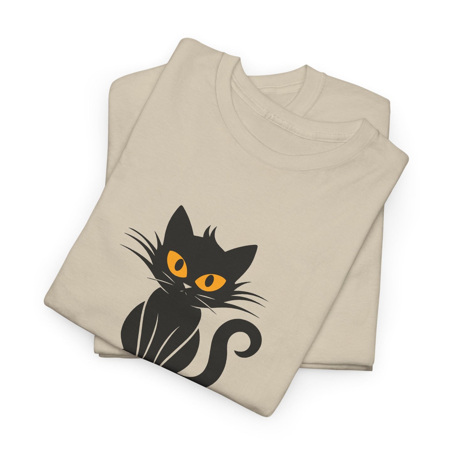Black Cat with Sign //  Unisex Heavy Cotton Tee